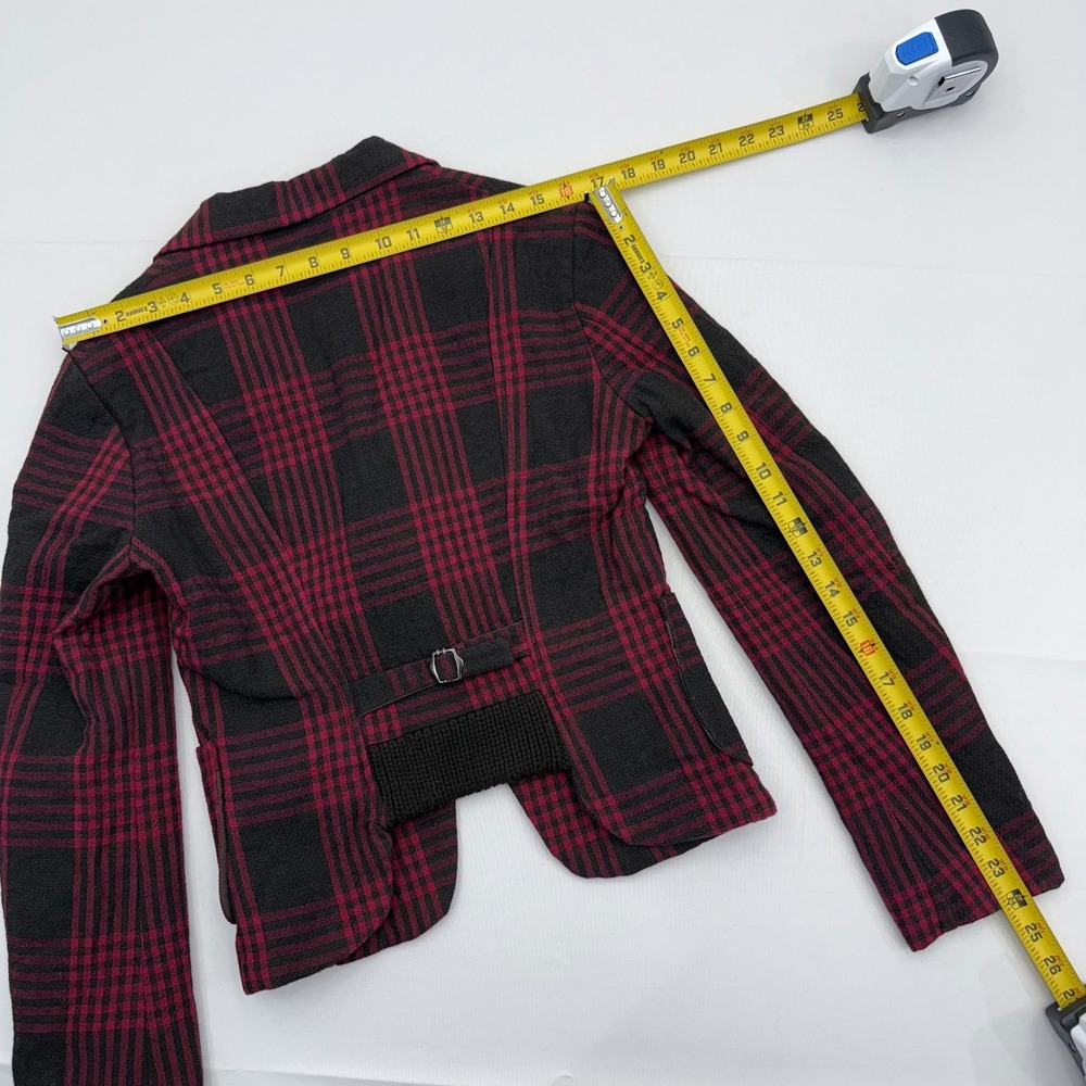 Diesel Plaid Wool Blend Crop Blazer Jacket Womens XS Long Sleeve Button Coat - Picture 7 of 7